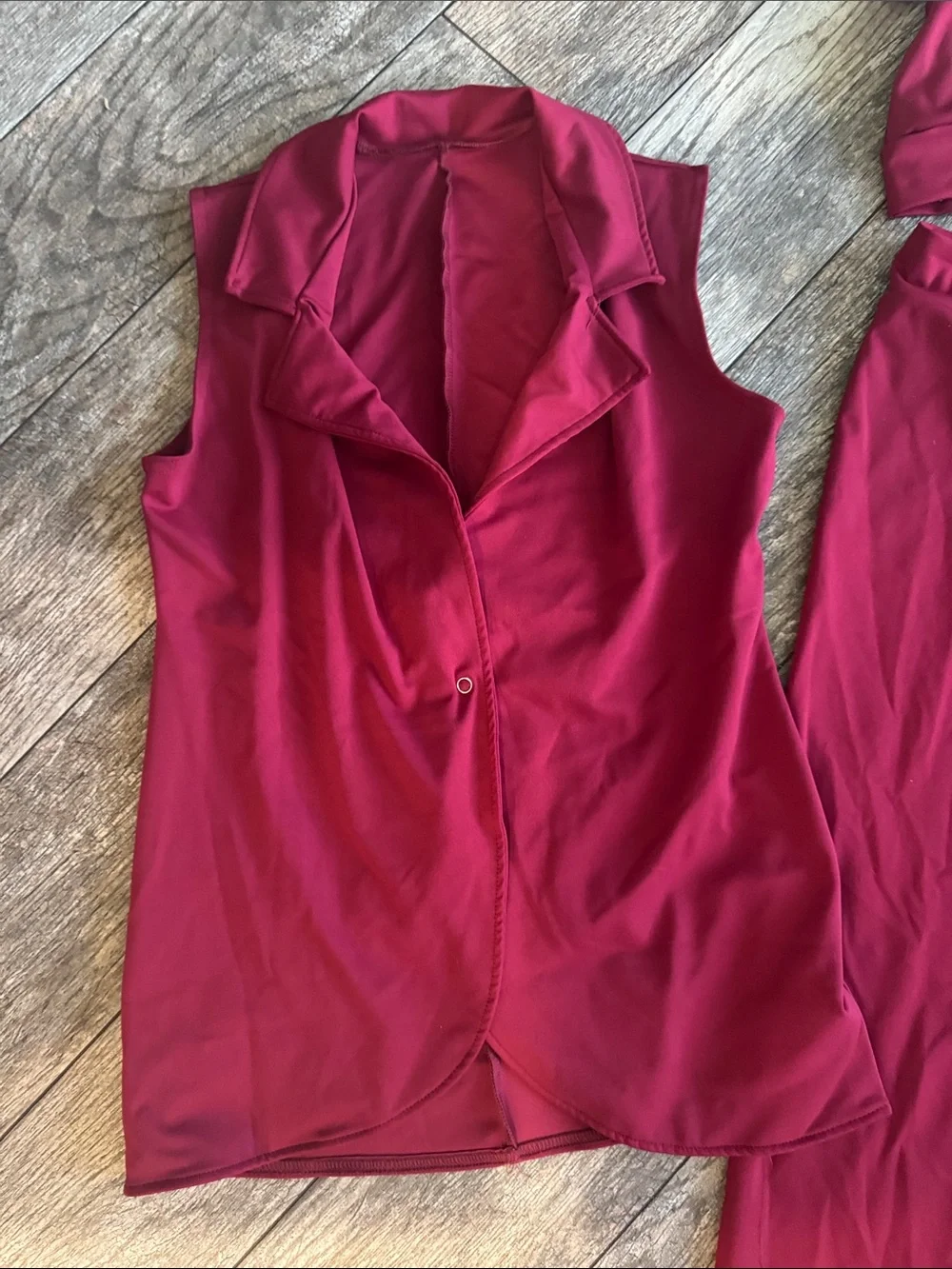 Red Three-Piece Dance Set for Kids - Vest, Crop Top & Wide-Leg Pants
